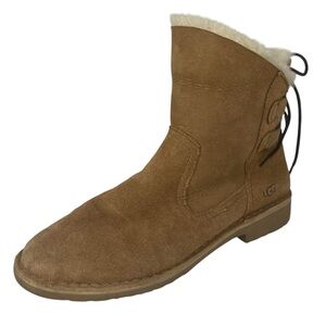 UGG Naiyah Boots Bow Ankle Booties Womens 9.5 Shearling Lined Winter Shoes